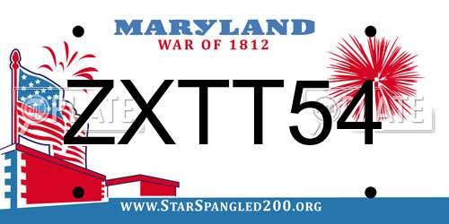 ZXTT54 Maryland License Plate