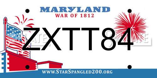 ZXTT84 Maryland License Plate