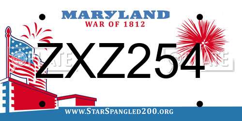ZXZ254 Maryland License Plate