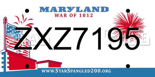 ZXZ7195 Maryland License Plate