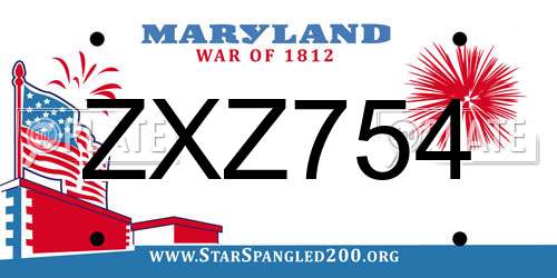 ZXZ754 Maryland License Plate