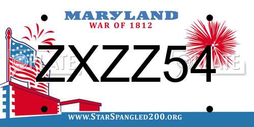 ZXZZ54 Maryland License Plate