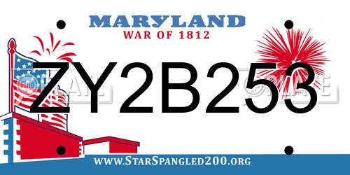 ZY2B253 Maryland License Plate