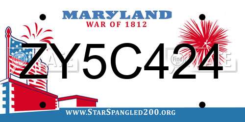 ZY5C424 Maryland License Plate