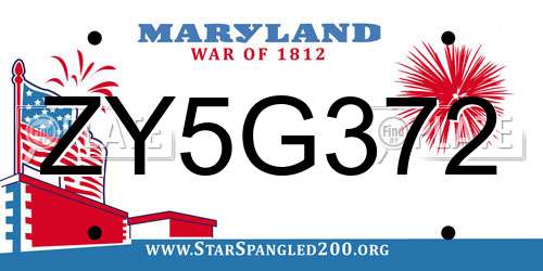 ZY5G372 Maryland License Plate