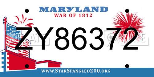 ZY86372 Maryland License Plate