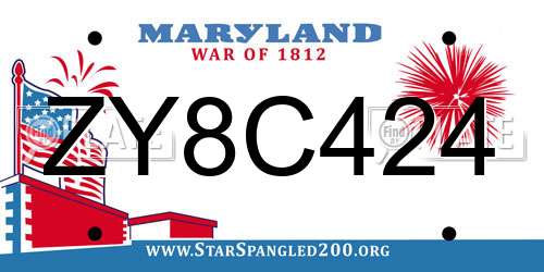 ZY8C424 Maryland License Plate