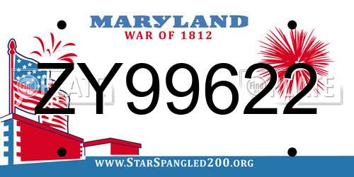 ZY99622 Maryland License Plate