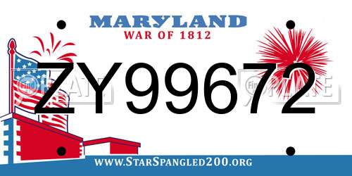 ZY99672 Maryland License Plate