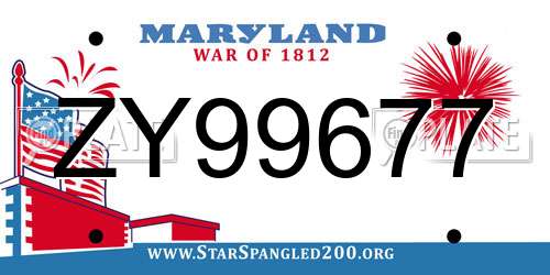 ZY99677 Maryland License Plate
