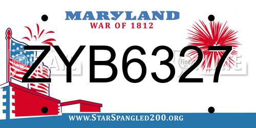 ZYB6327 Maryland License Plate