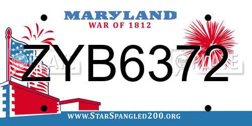 ZYB6372 Maryland License Plate
