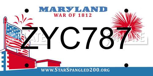 ZYC787 Maryland License Plate