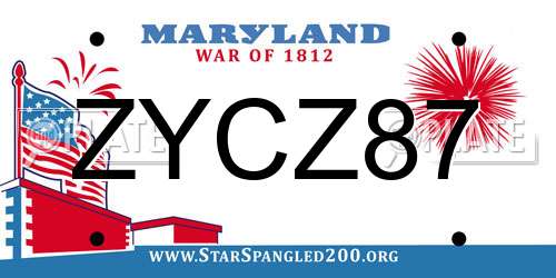 ZYCZ87 Maryland License Plate