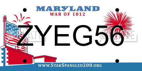 ZYEG56 Maryland License Plate
