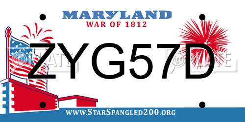 ZYG57D Maryland License Plate