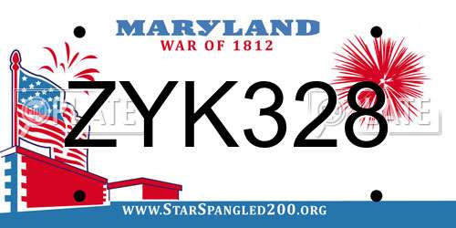 ZYK328 Maryland License Plate