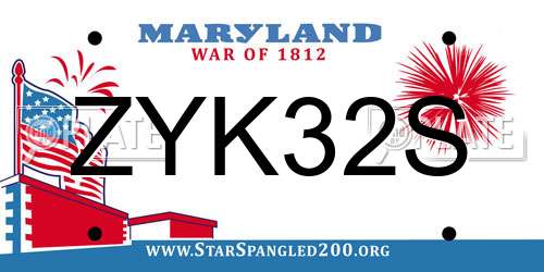 ZYK32S Maryland License Plate