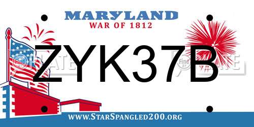 ZYK37B Maryland License Plate