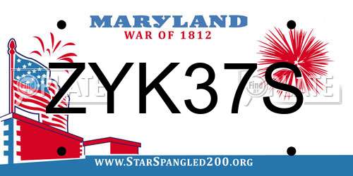 ZYK37S Maryland License Plate
