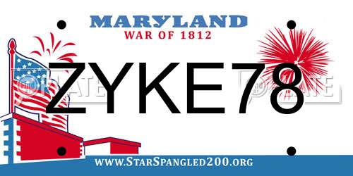 ZYKE78 Maryland License Plate
