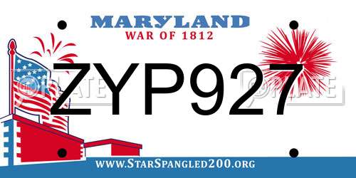 ZYP927 Maryland License Plate
