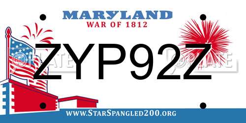 ZYP92Z Maryland License Plate