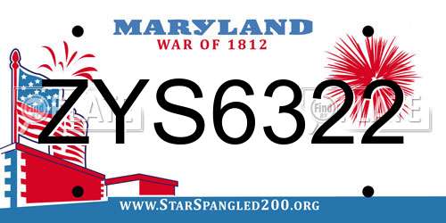 ZYS6322 Maryland License Plate
