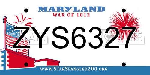 ZYS6327 Maryland License Plate