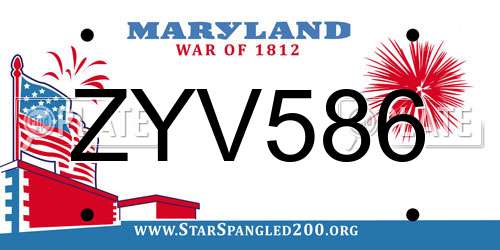 ZYV586 Maryland License Plate