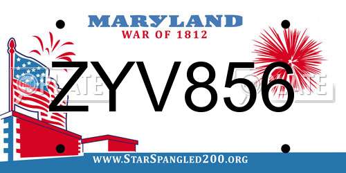 ZYV856 Maryland License Plate