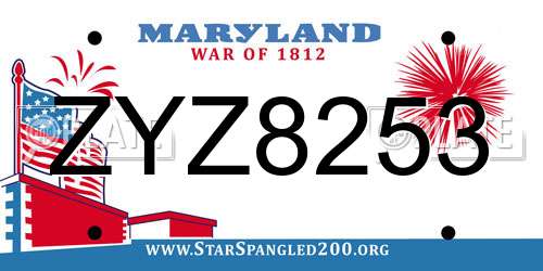 ZYZ8253 Maryland License Plate