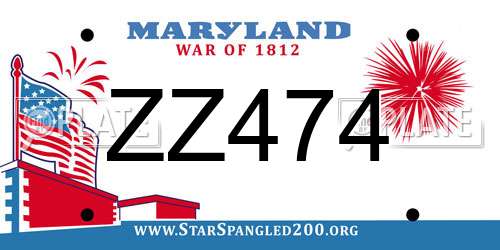 ZZ474 Maryland License Plate