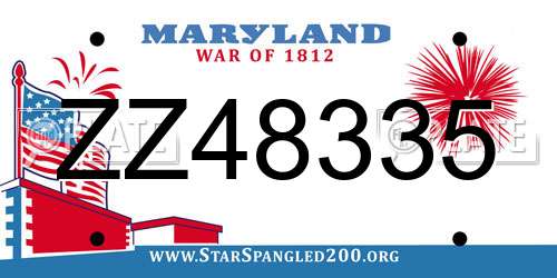ZZ48335 Maryland License Plate