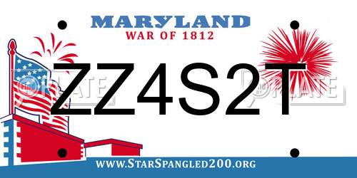 ZZ4S2T Maryland License Plate