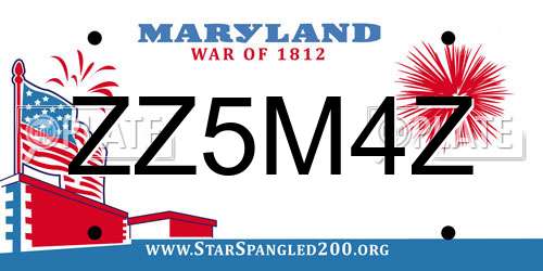 ZZ5M4Z Maryland License Plate