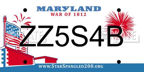 ZZ5S4B Maryland License Plate