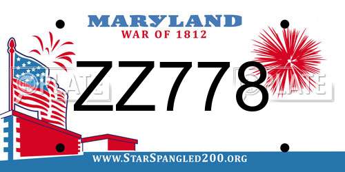 ZZ778 Maryland License Plate