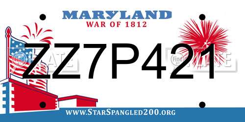 ZZ7P421 Maryland License Plate