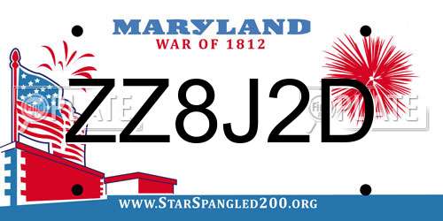 ZZ8J2D Maryland License Plate