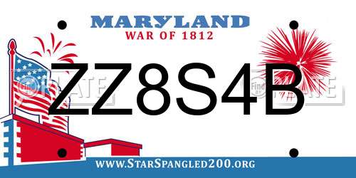 ZZ8S4B Maryland License Plate