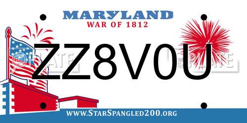 ZZ8V0U Maryland License Plate