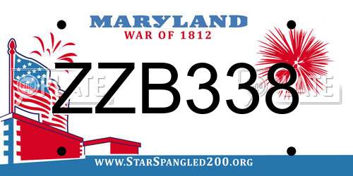 ZZB338 Maryland License Plate