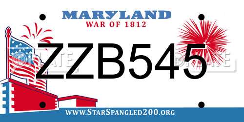 ZZB545 Maryland License Plate