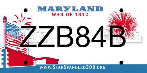 ZZB84B Maryland License Plate