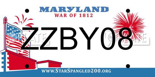 ZZBY08 Maryland License Plate