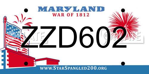 ZZD602 Maryland License Plate