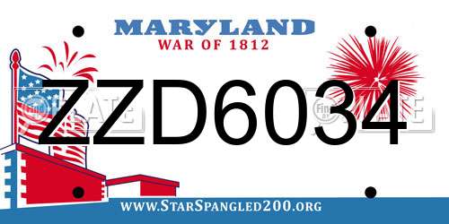 ZZD6034 Maryland License Plate
