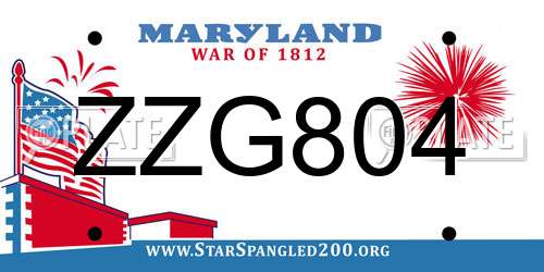 ZZG804 Maryland License Plate