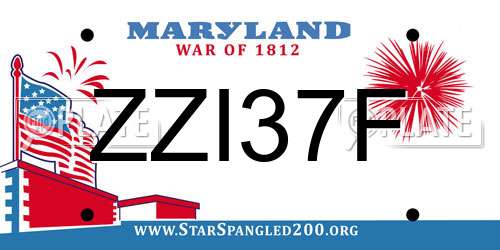ZZI37F Maryland License Plate